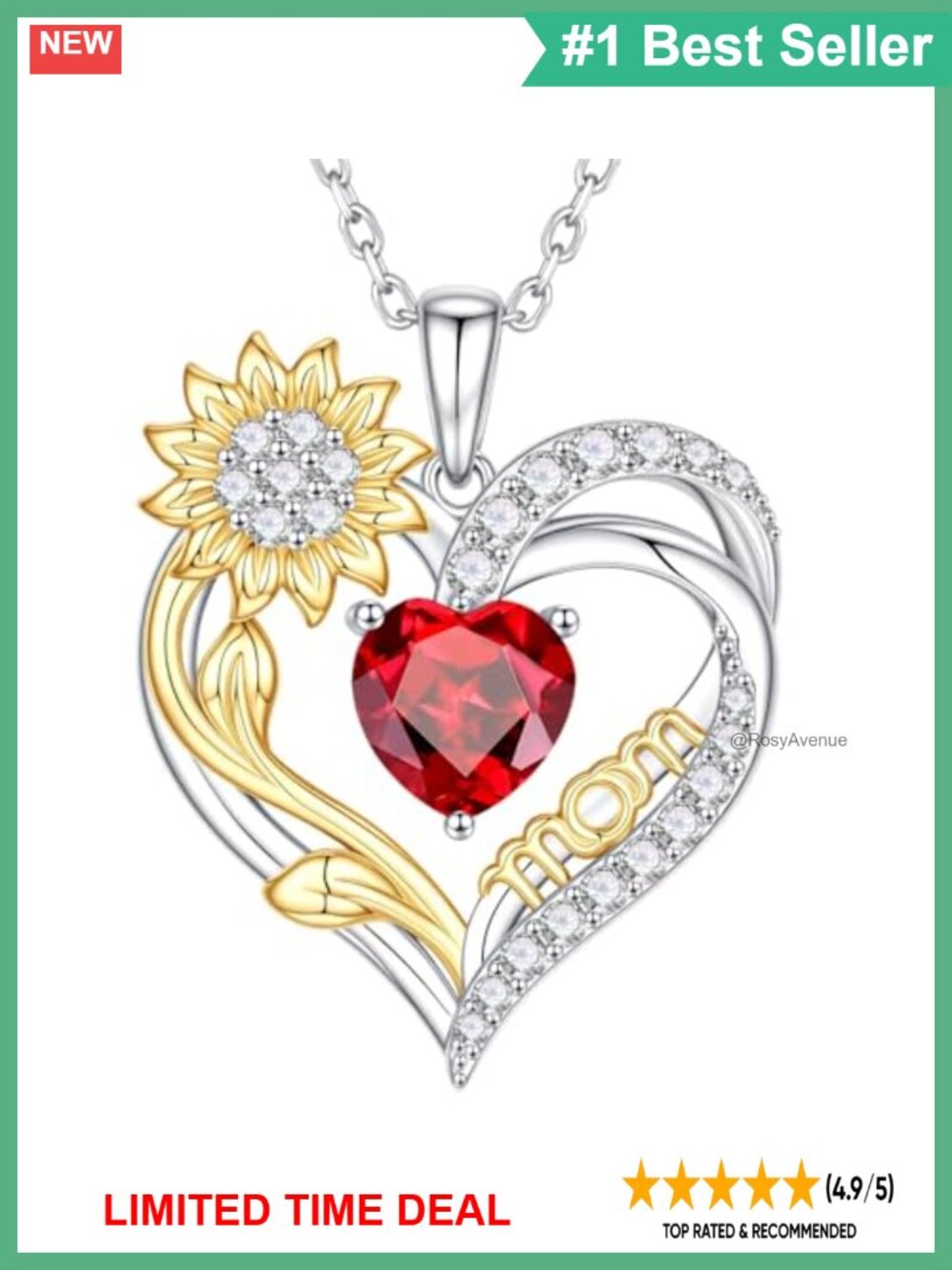 925 Sterling Silver Heart Pendant Necklace Cubic Zirconia Gift